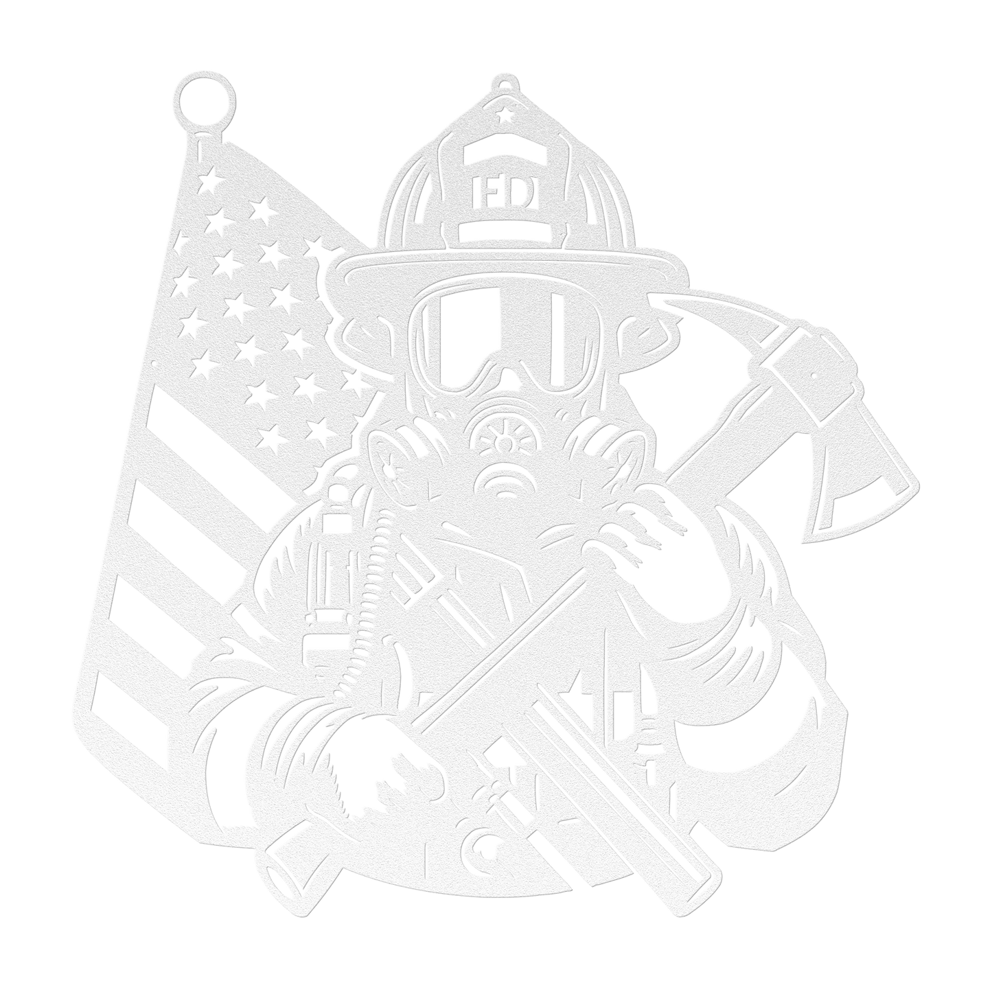Firefighter Tribute Metal Wall Art | Courage, Brotherhood & The American Flag - MAIKERU STUDIO