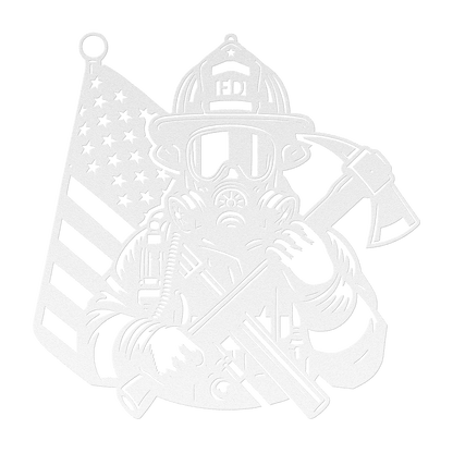 Firefighter Tribute Metal Wall Art | Courage, Brotherhood & The American Flag - MAIKERU STUDIO