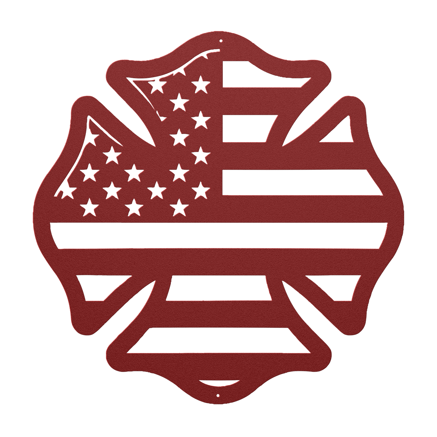 US Firefighters Maltese Cross With American Flag Metal Wall Art - MAIKERU STUDIO