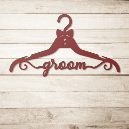 Fun Groom Wedding Coat Hanger Metal Wall Art - MAIKERU STUDIO