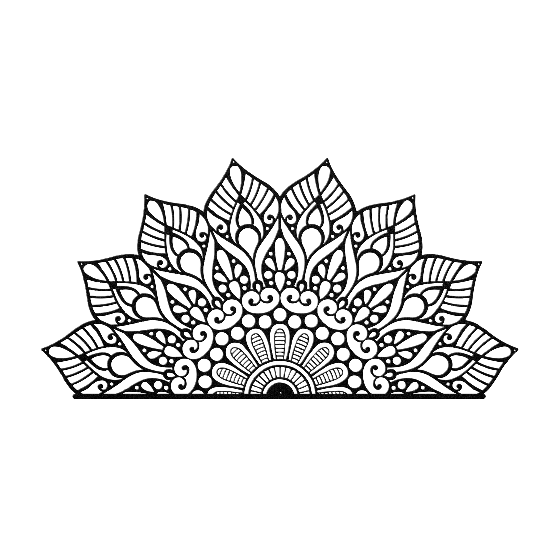 Half Mandala - Rising Bloom Metal Wall Art - MAIKERU STUDIO