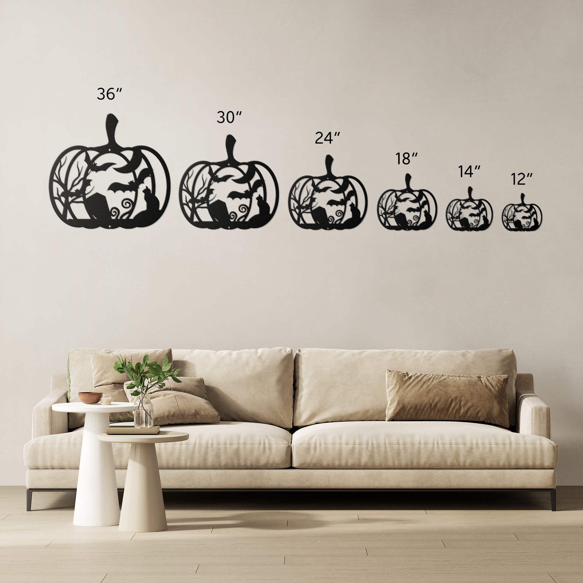 Halloween Pumpkin With Bats And Coffin - MAIKERU STUDIO