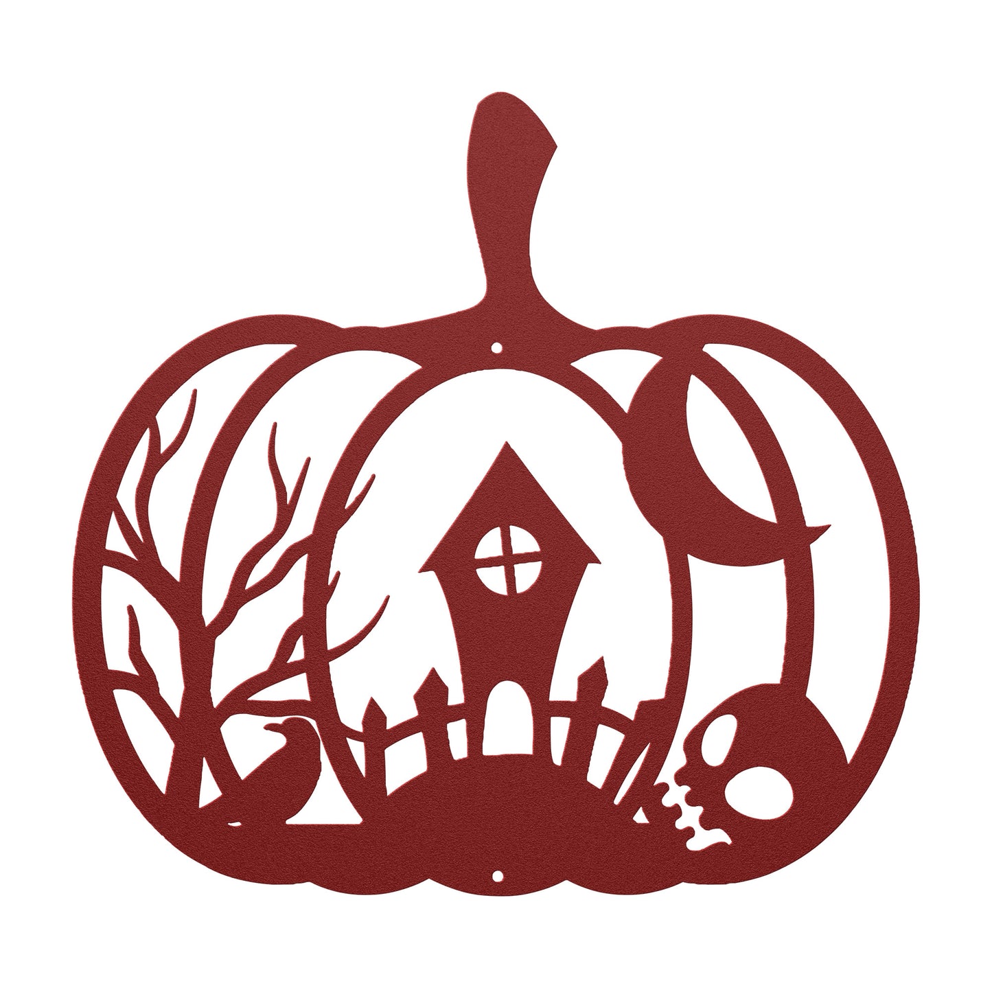 Halloween Pumpkin With Skull And House - MAIKERU STUDIO