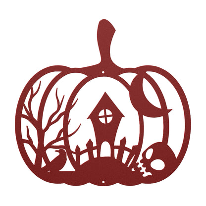 Halloween Pumpkin With Skull And House - MAIKERU STUDIO