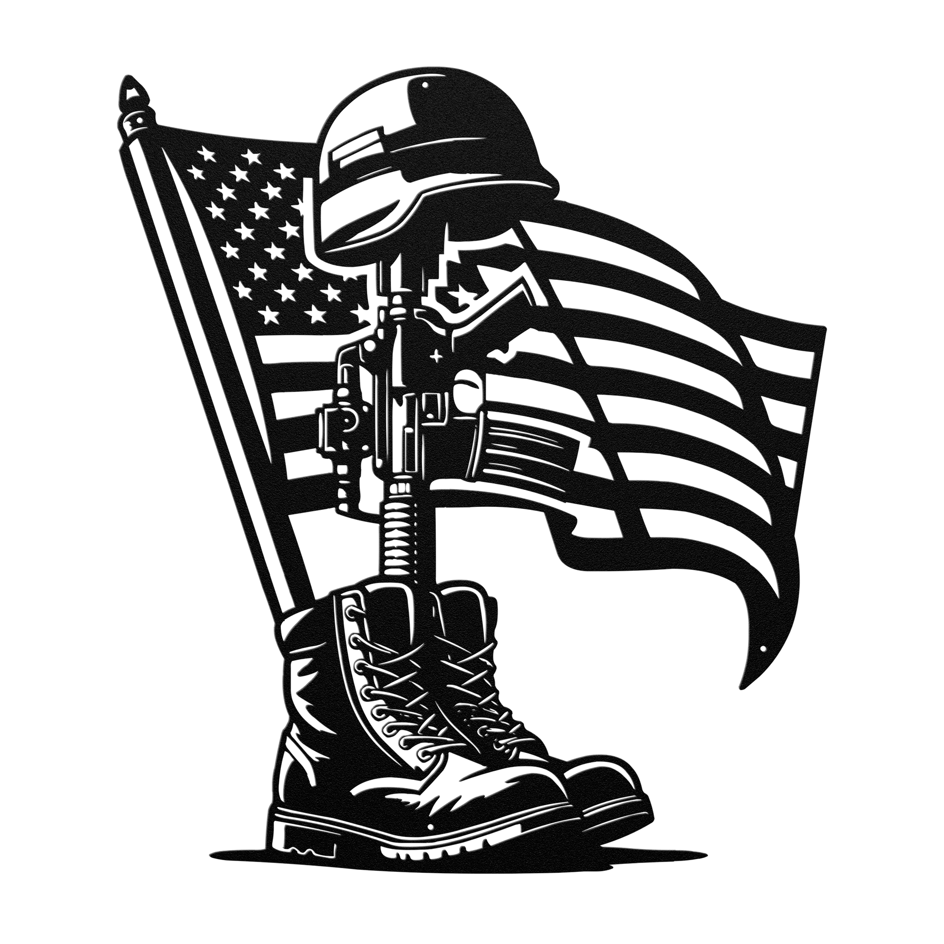 Honor the Fallen - Patriotic Battlefield Cross Metal Wall Art For Veterans - MAIKERU STUDIO