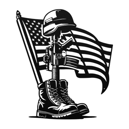 Honor the Fallen - Patriotic Battlefield Cross Metal Wall Art For Veterans - MAIKERU STUDIO