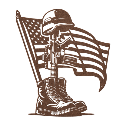 Honor the Fallen - Patriotic Battlefield Cross Metal Wall Art For Veterans - MAIKERU STUDIO