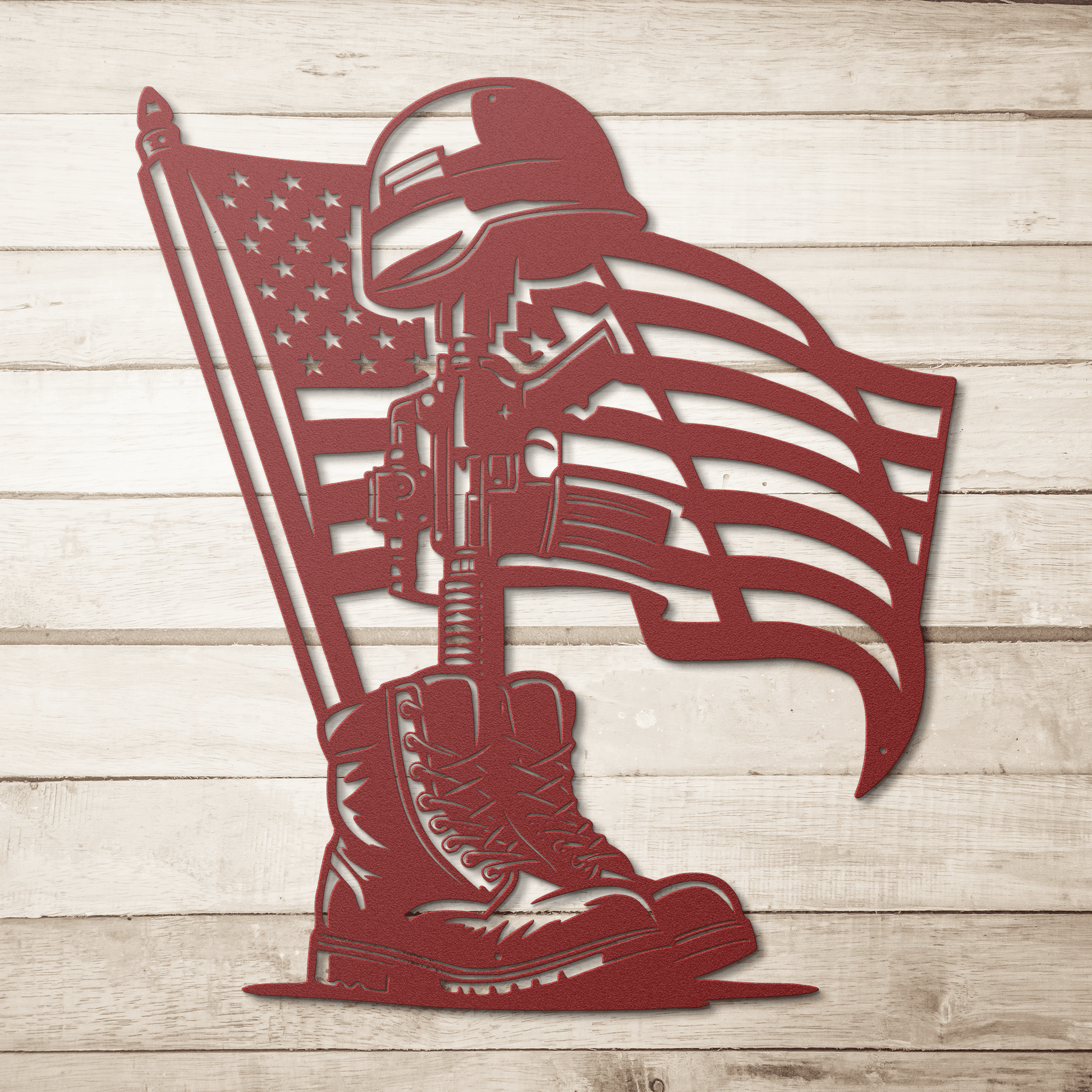 Honor the Fallen - Patriotic Battlefield Cross Metal Wall Art For Veterans - MAIKERU STUDIO