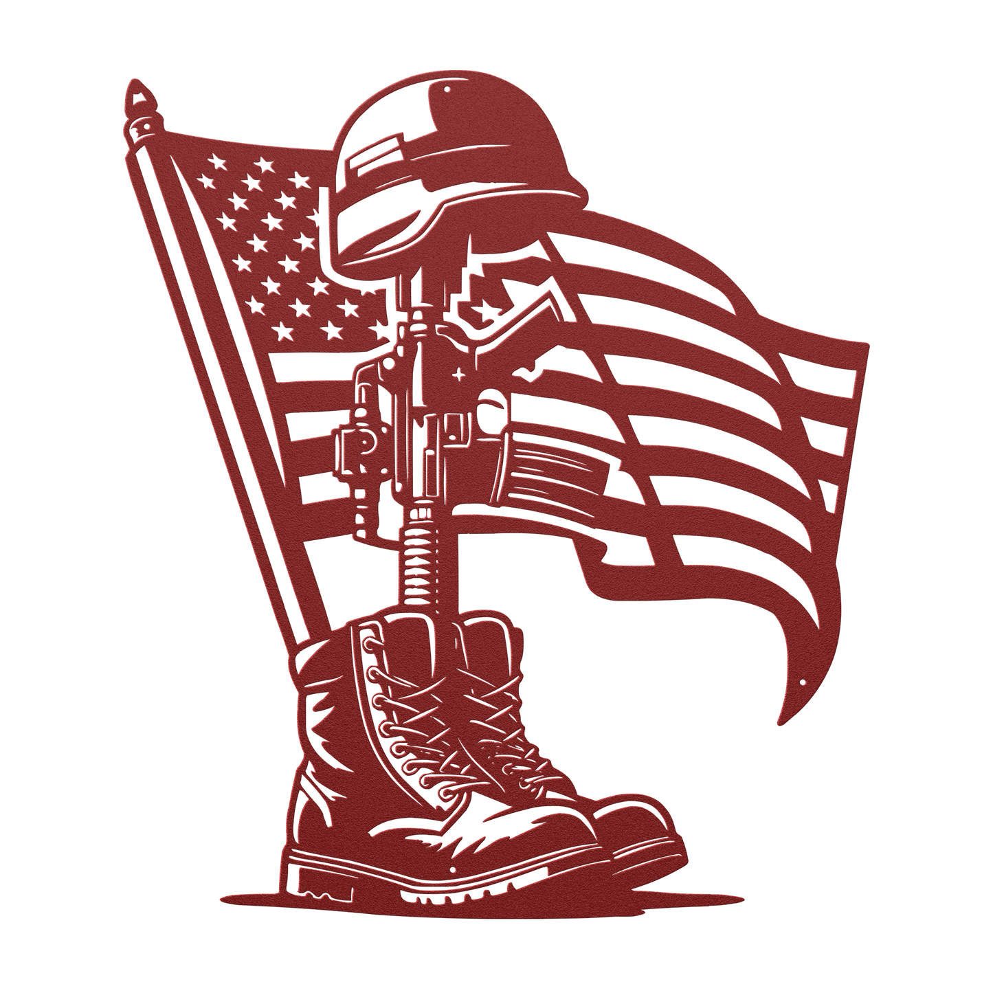 Honor the Fallen - Patriotic Battlefield Cross Metal Wall Art For Veterans - MAIKERU STUDIO