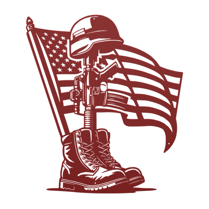 Honor the Fallen - Patriotic Battlefield Cross Metal Wall Art For Veterans - MAIKERU STUDIO