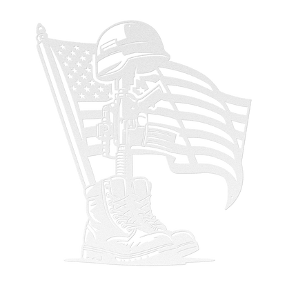 Honor the Fallen - Patriotic Battlefield Cross Metal Wall Art For Veterans - MAIKERU STUDIO