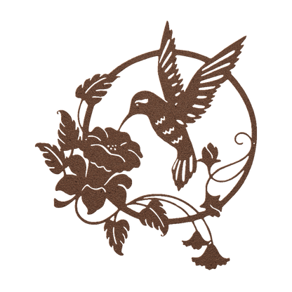 Hummingbird With Flower Metal Wall Art - MAIKERU STUDIO