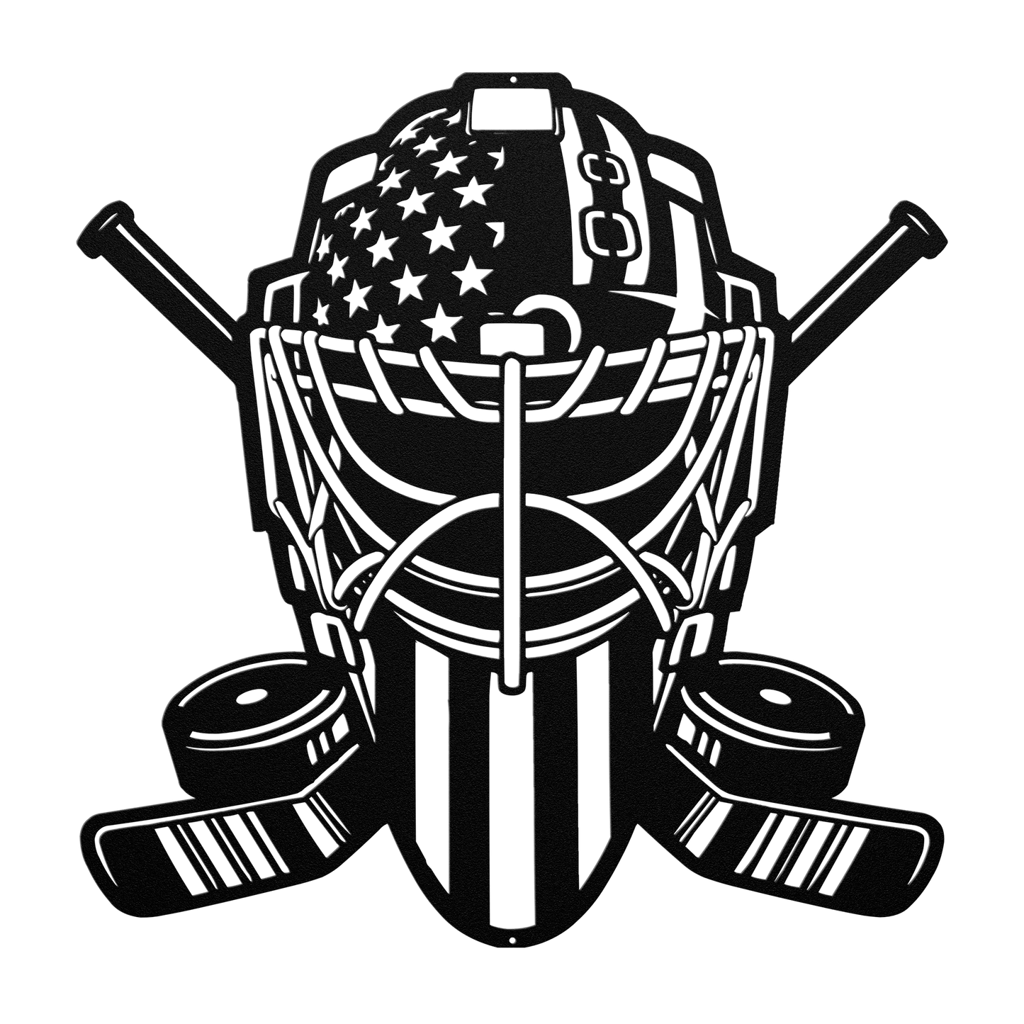 Ice Hockey Goalie Mask With American Flag Metal Wall Art - MAIKERU STUDIO