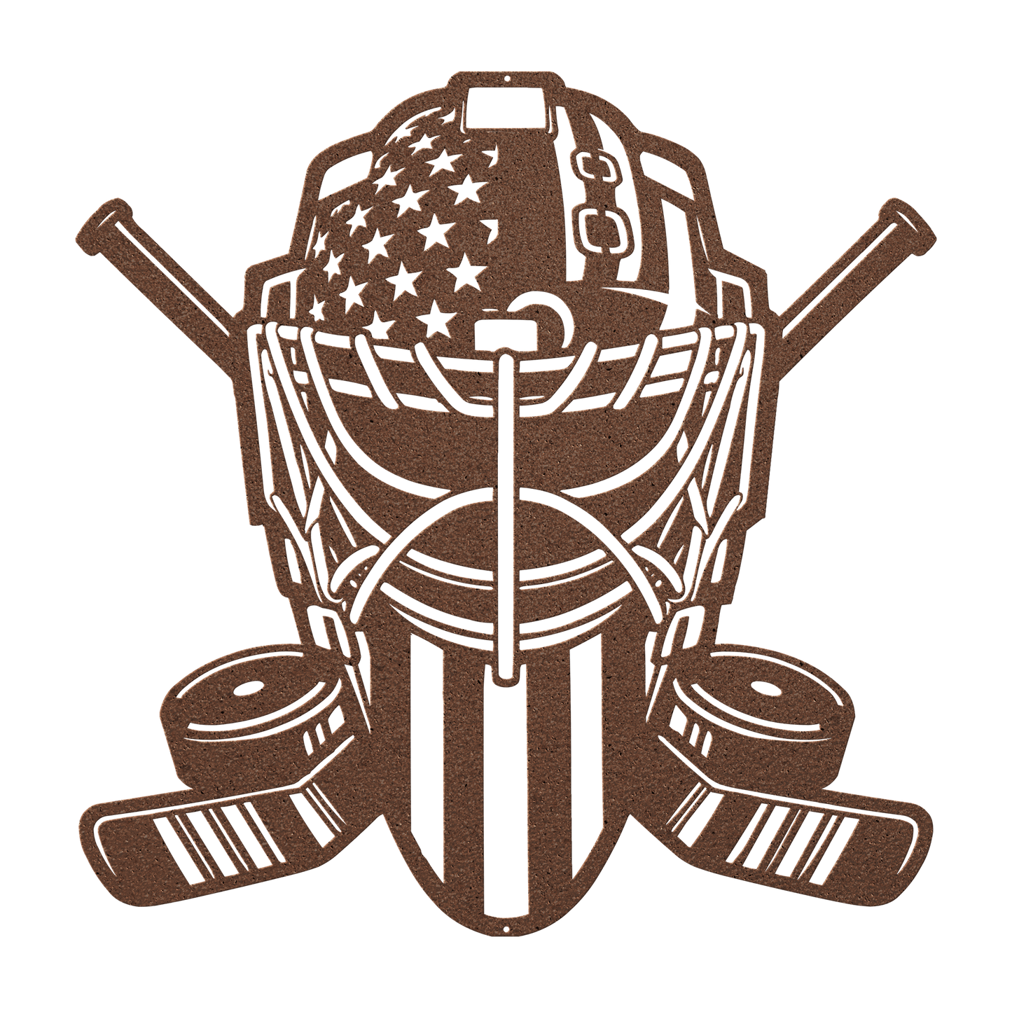 Ice Hockey Goalie Mask With American Flag Metal Wall Art - MAIKERU STUDIO