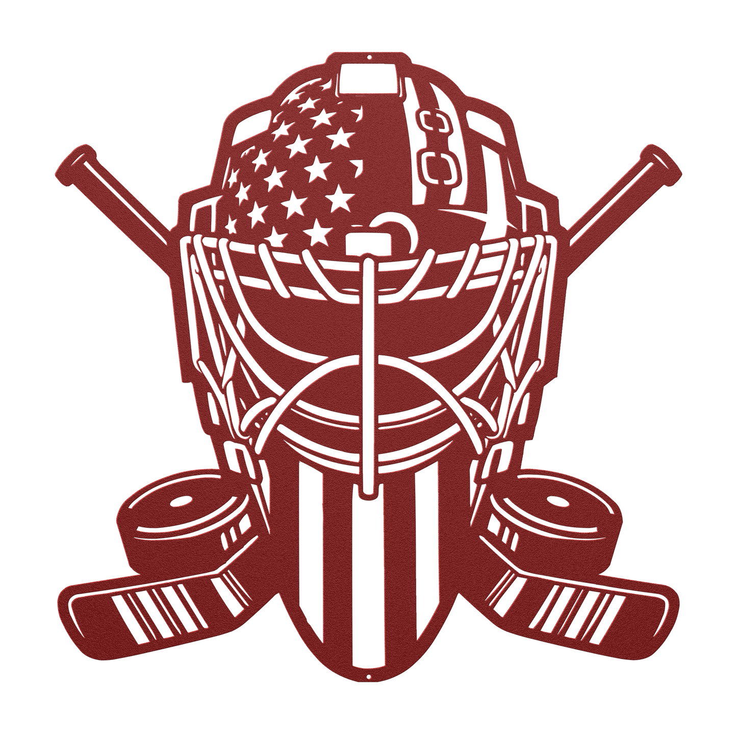 Ice Hockey Goalie Mask With American Flag Metal Wall Art - MAIKERU STUDIO