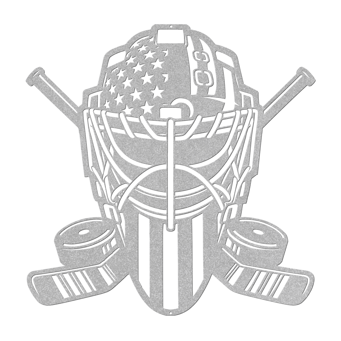 Ice Hockey Goalie Mask With American Flag Metal Wall Art - MAIKERU STUDIO