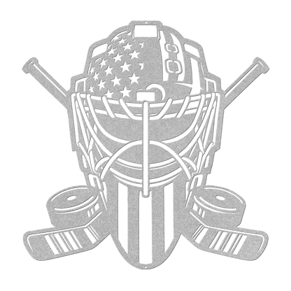 Ice Hockey Goalie Mask With American Flag Metal Wall Art - MAIKERU STUDIO