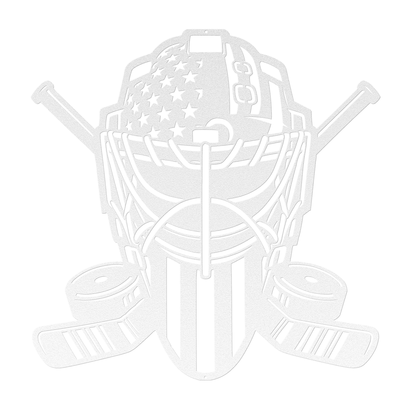 Ice Hockey Goalie Mask With American Flag Metal Wall Art - MAIKERU STUDIO