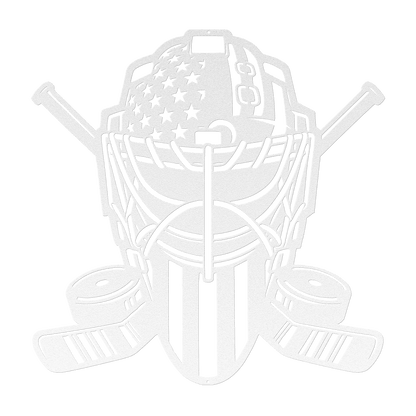 Ice Hockey Goalie Mask With American Flag Metal Wall Art - MAIKERU STUDIO