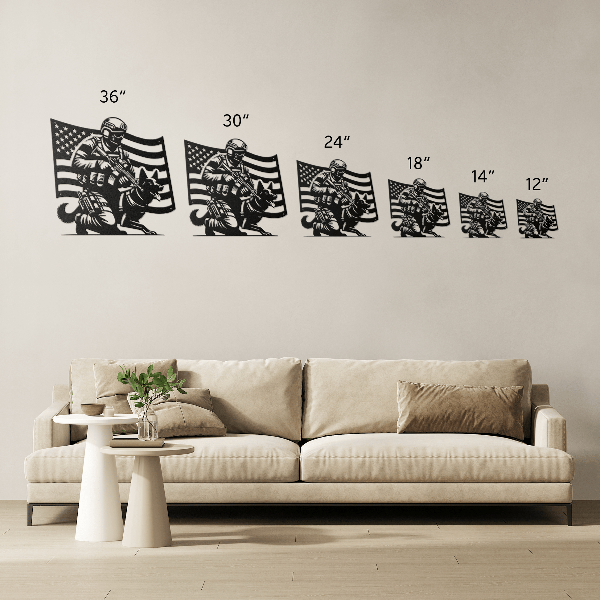 K - 9 Handler Tribute Metal Wall Art | Loyalty, Service & The American Flag - MAIKERU STUDIO