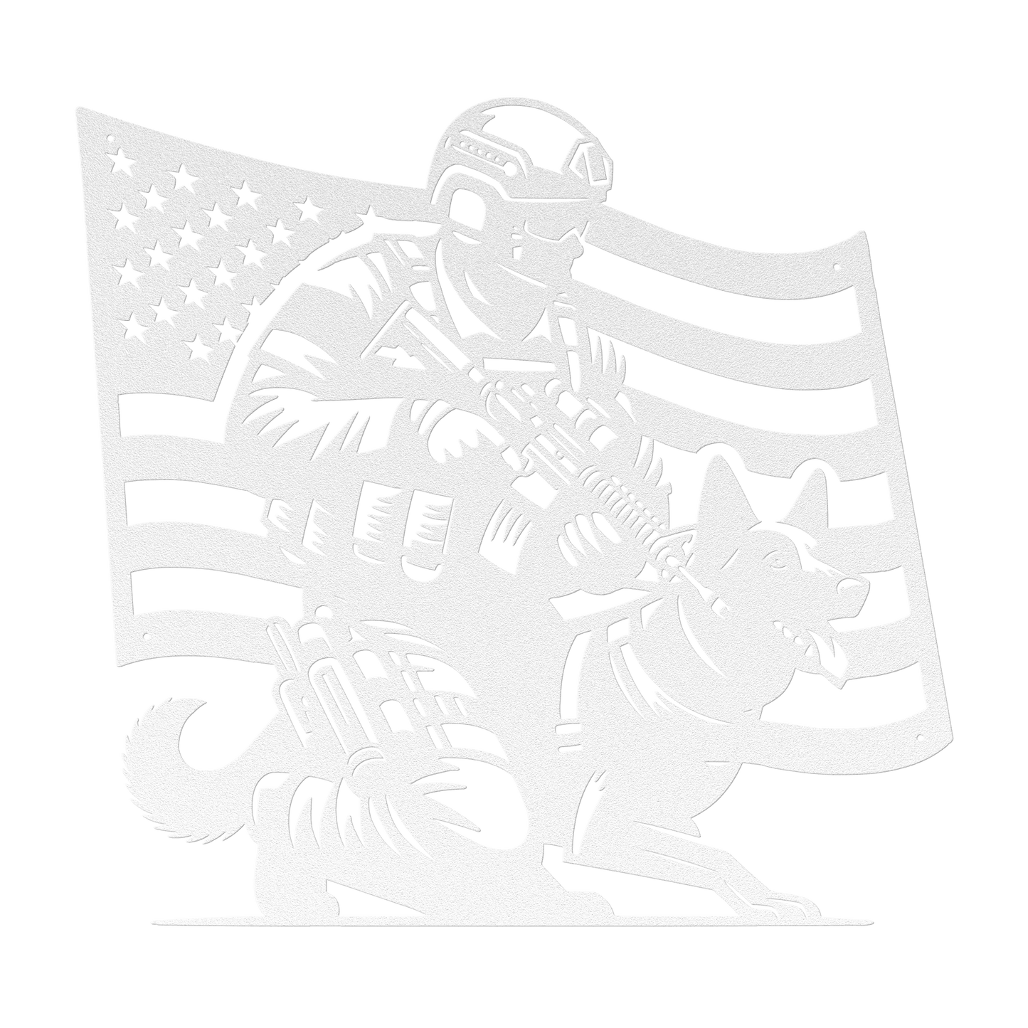 K - 9 Handler Tribute Metal Wall Art | Loyalty, Service & The American Flag - MAIKERU STUDIO
