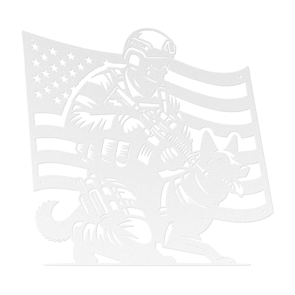K - 9 Handler Tribute Metal Wall Art | Loyalty, Service & The American Flag - MAIKERU STUDIO