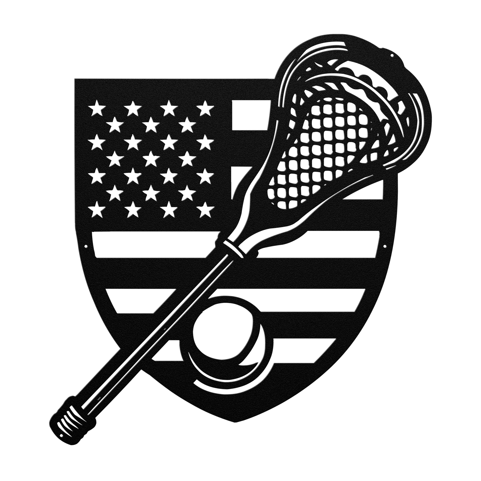 Lacrosse Stick With The American Flag Metal Wall Art - MAIKERU STUDIO