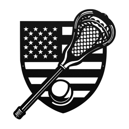 Lacrosse Stick With The American Flag Metal Wall Art - MAIKERU STUDIO