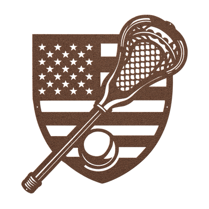 Lacrosse Stick With The American Flag Metal Wall Art - MAIKERU STUDIO