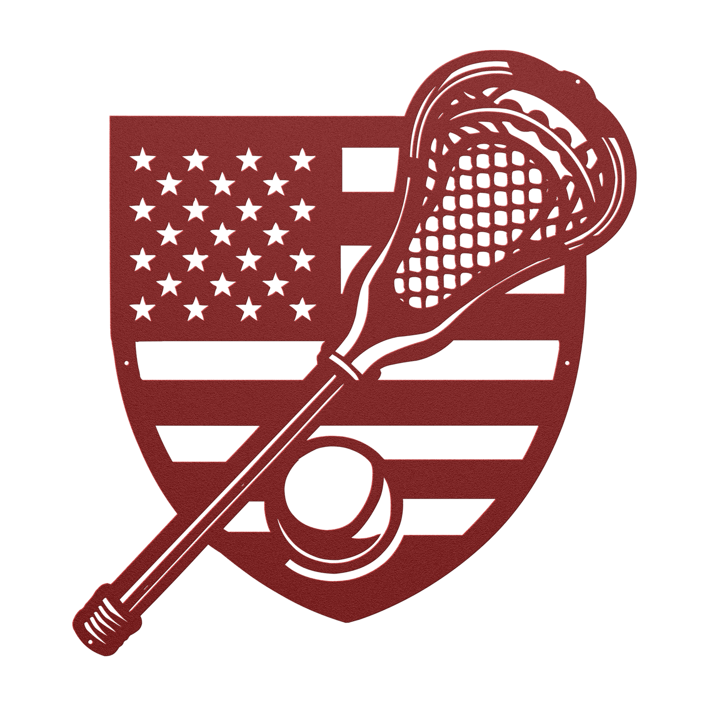 Lacrosse Stick With The American Flag Metal Wall Art - MAIKERU STUDIO