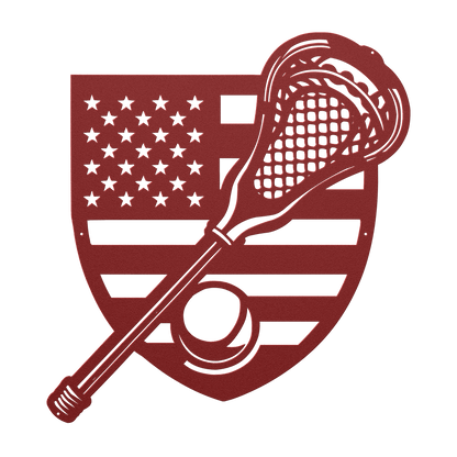 Lacrosse Stick With The American Flag Metal Wall Art - MAIKERU STUDIO
