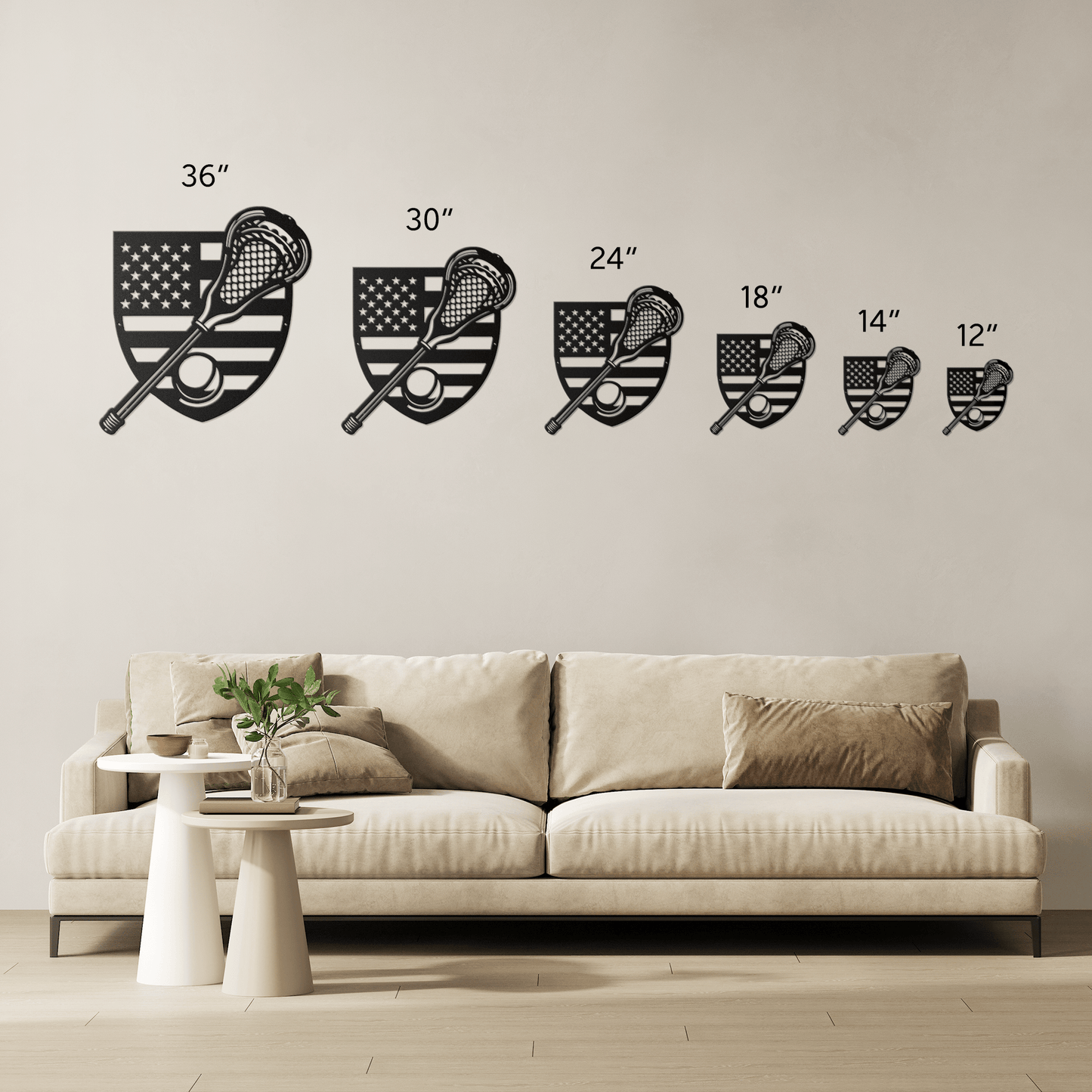 Lacrosse Stick With The American Flag Metal Wall Art - MAIKERU STUDIO