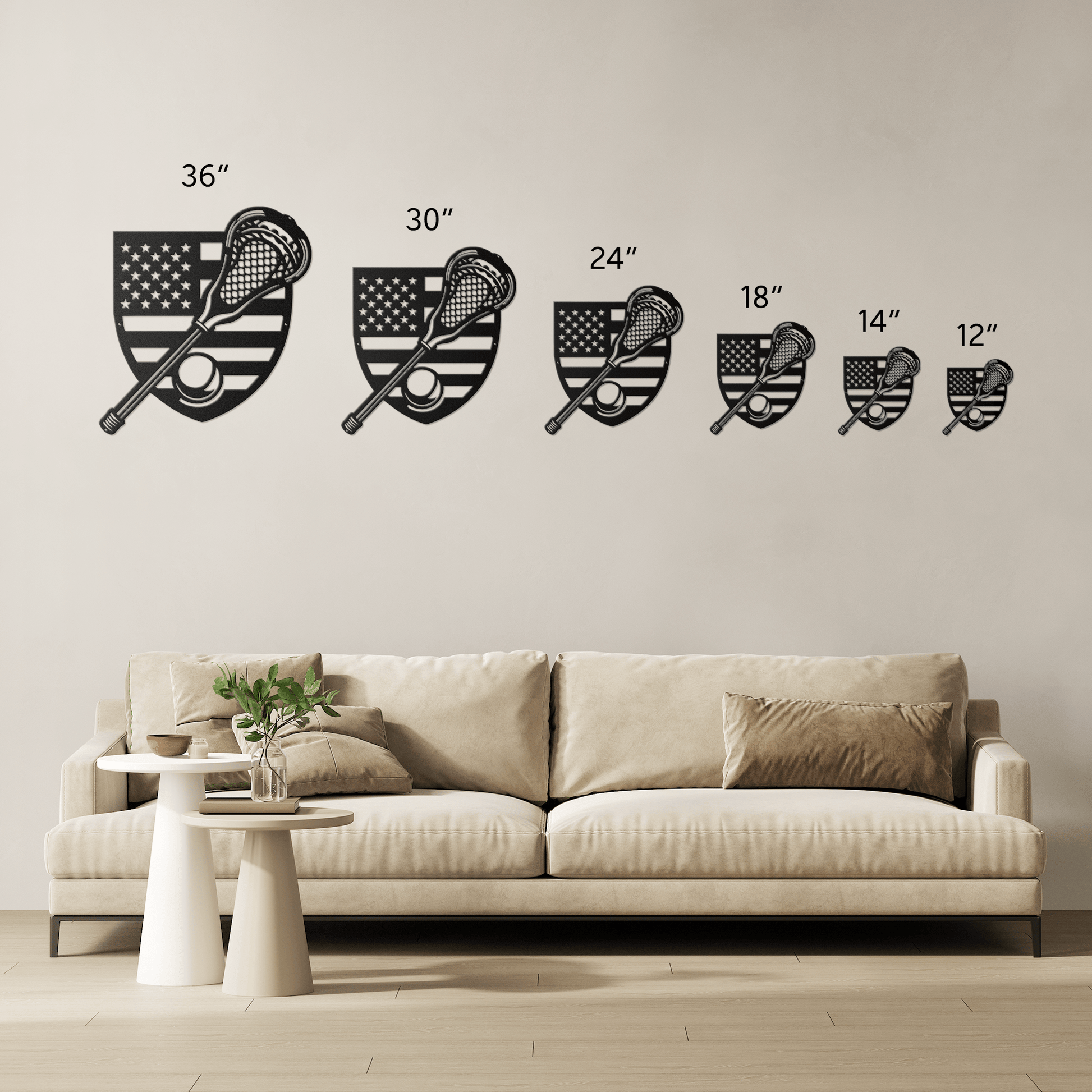 Lacrosse Stick With The American Flag Metal Wall Art - MAIKERU STUDIO