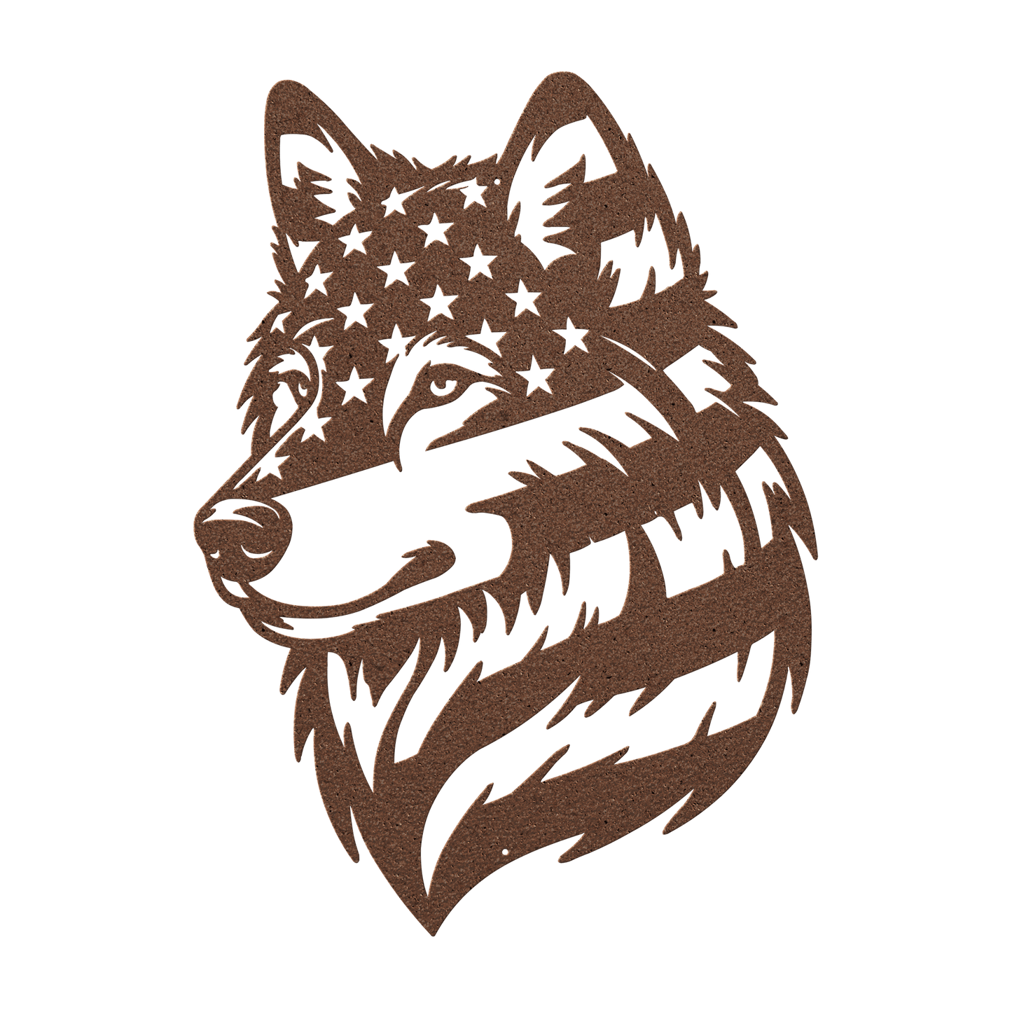 Lone Wolf Metal Wall Art | American Flag Wilderness Tribute - MAIKERU STUDIO