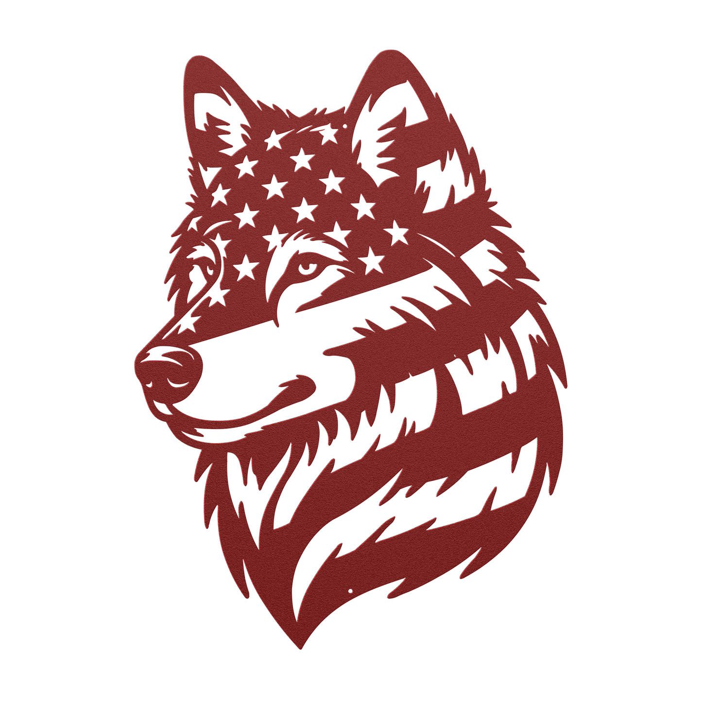 Lone Wolf Metal Wall Art | American Flag Wilderness Tribute - MAIKERU STUDIO