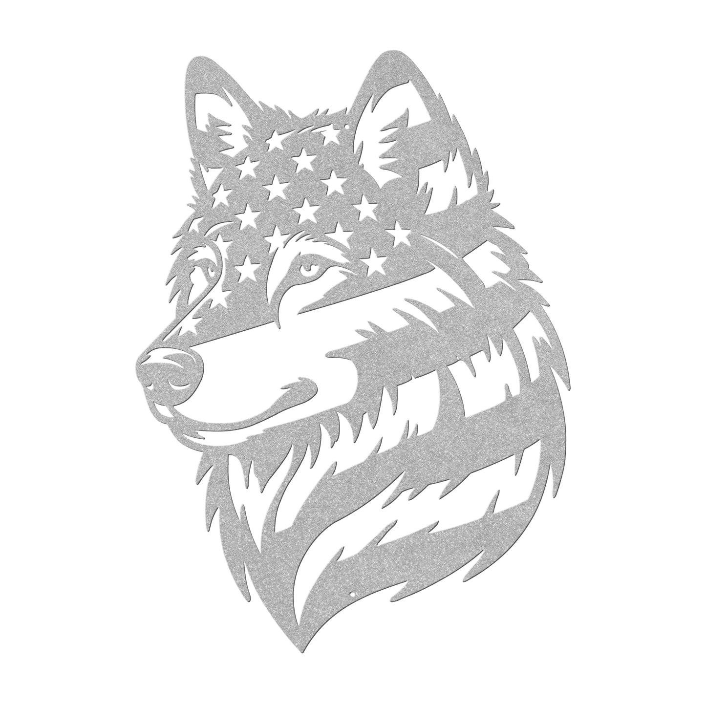 Lone Wolf Metal Wall Art | American Flag Wilderness Tribute - MAIKERU STUDIO