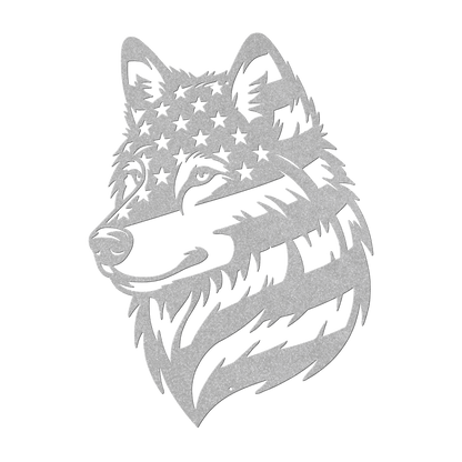 Lone Wolf Metal Wall Art | American Flag Wilderness Tribute - MAIKERU STUDIO