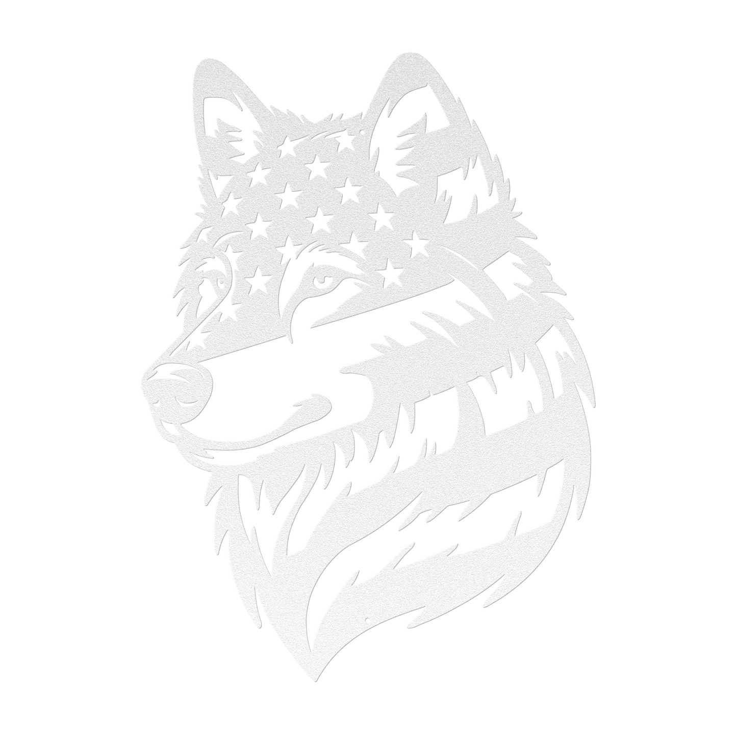 Lone Wolf Metal Wall Art | American Flag Wilderness Tribute - MAIKERU STUDIO