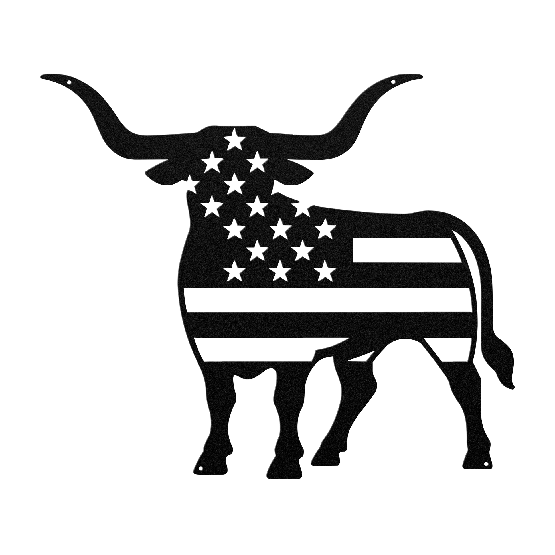 Longhorn Bull With American Flag - MAIKERU STUDIO