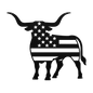 Longhorn Bull With American Flag - MAIKERU STUDIO