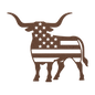 Longhorn Bull With American Flag - MAIKERU STUDIO