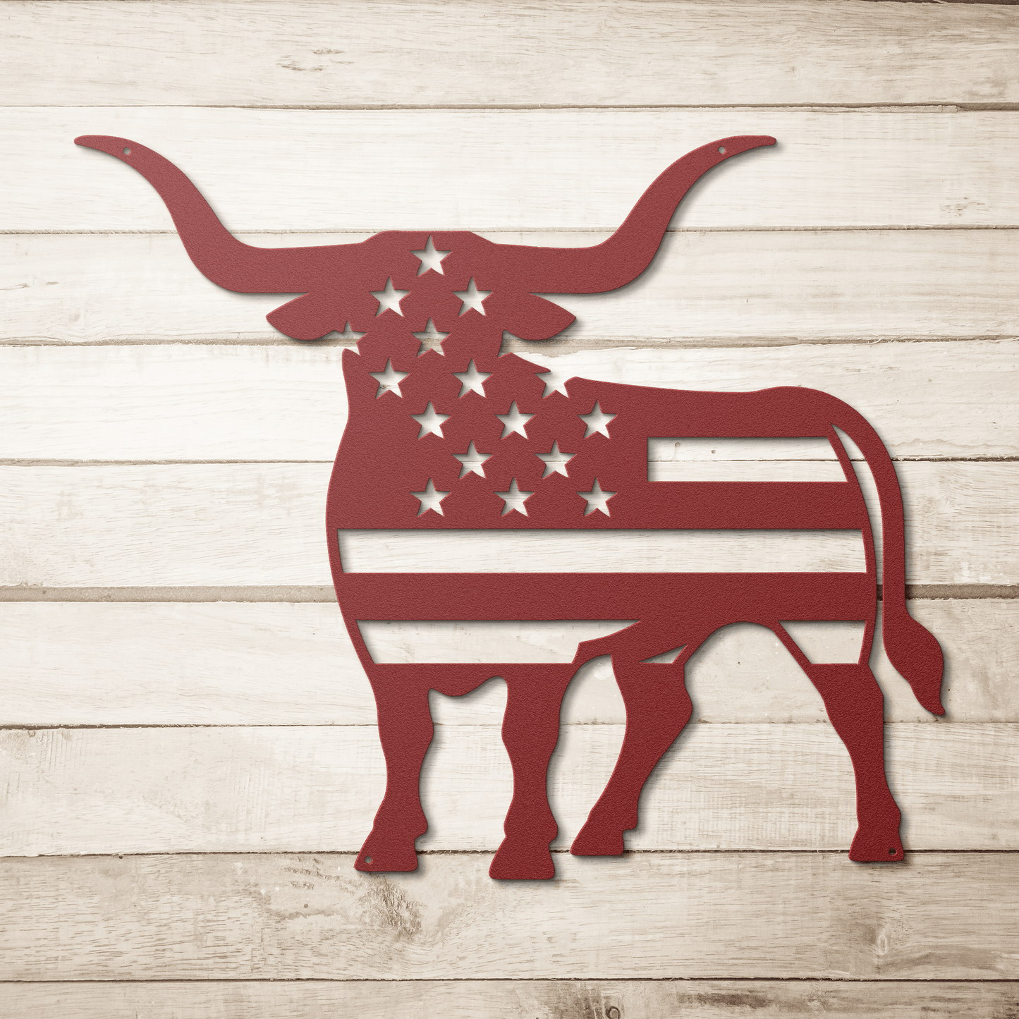 Longhorn Bull With American Flag - MAIKERU STUDIO