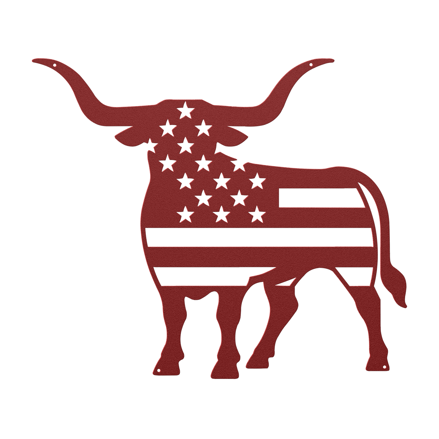 Longhorn Bull With American Flag - MAIKERU STUDIO