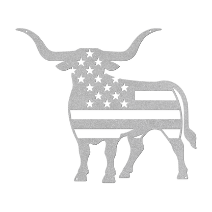 Longhorn Bull With American Flag - MAIKERU STUDIO