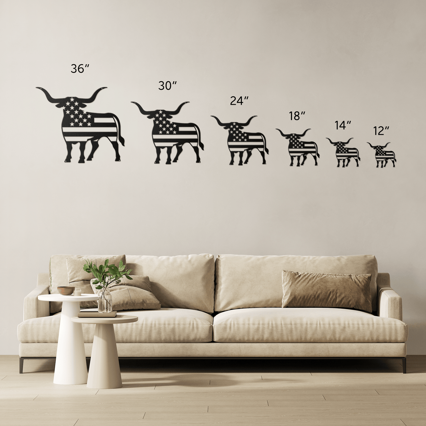 Longhorn Bull With American Flag - MAIKERU STUDIO