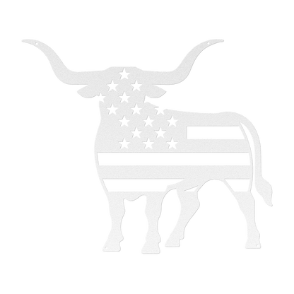 Longhorn Bull With American Flag - MAIKERU STUDIO