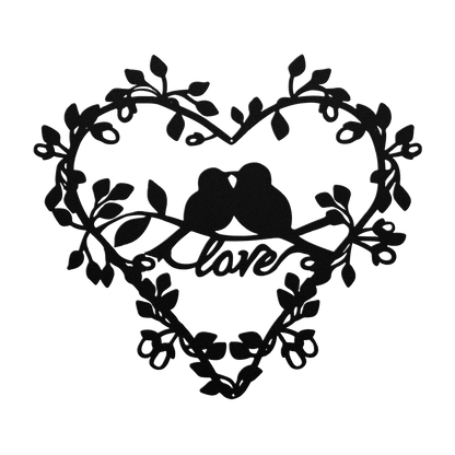 Love Birds Heart Metal Wall Art - MAIKERU STUDIO