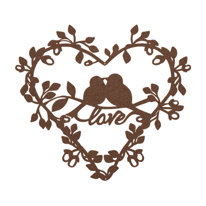 Love Birds Heart Metal Wall Art - MAIKERU STUDIO