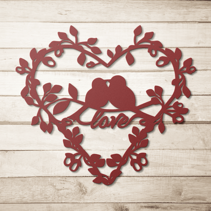 Love Birds Heart Metal Wall Art - MAIKERU STUDIO