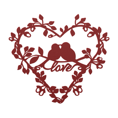 Love Birds Heart Metal Wall Art - MAIKERU STUDIO